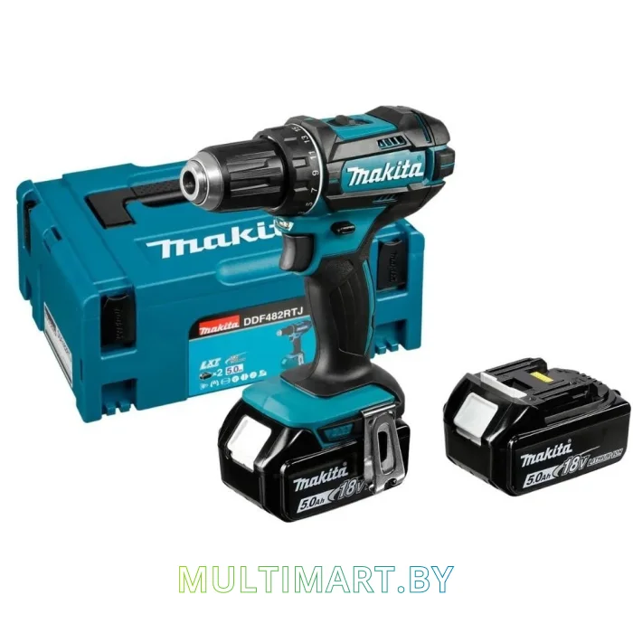 Дрель-шуруповерт Makita DDF482RTJ (с 2-мя АКБ, кейс)